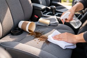 Cách làm sạch cà phê trên ghế nỉ ô tô an toàn