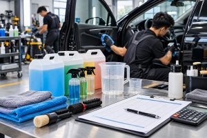 Định mức hóa chất vệ sinh nội thất ô tô cho garage