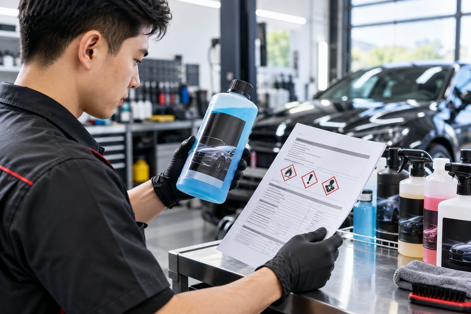 Ảnh minh hoạ: SDS hóa chất chăm sóc ô tô: Garage cần đọc gì?