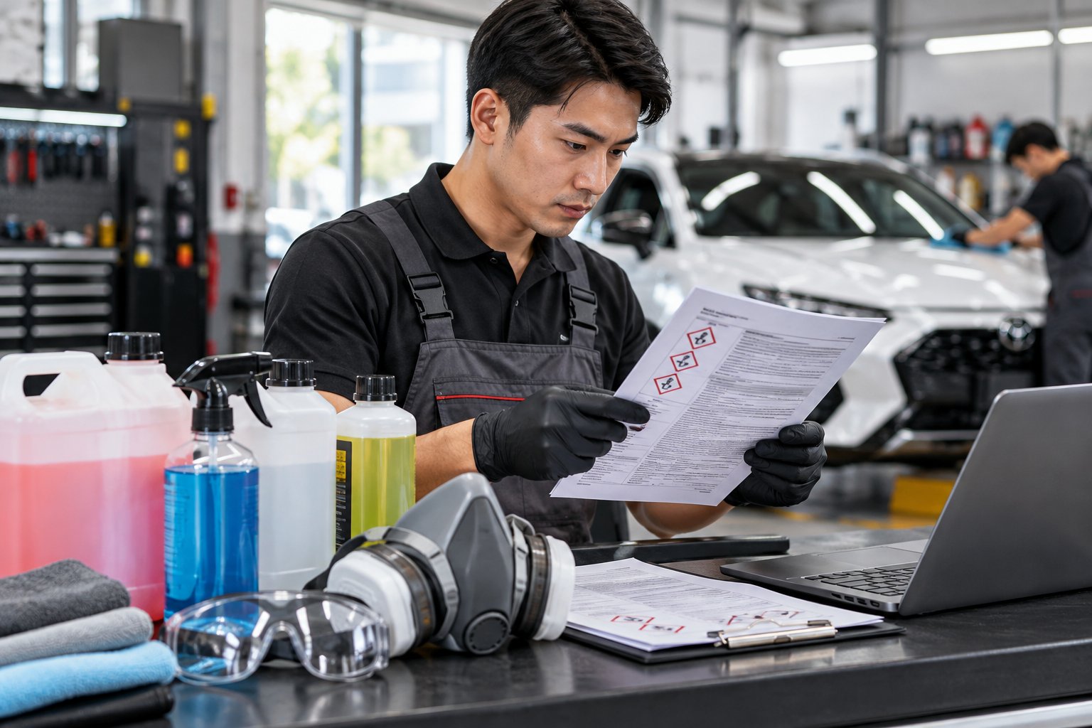 Ảnh minh hoạ: SDS hóa chất chăm sóc ô tô: Garage cần đọc gì?